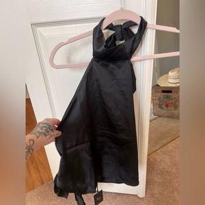 Open Back Black Crop